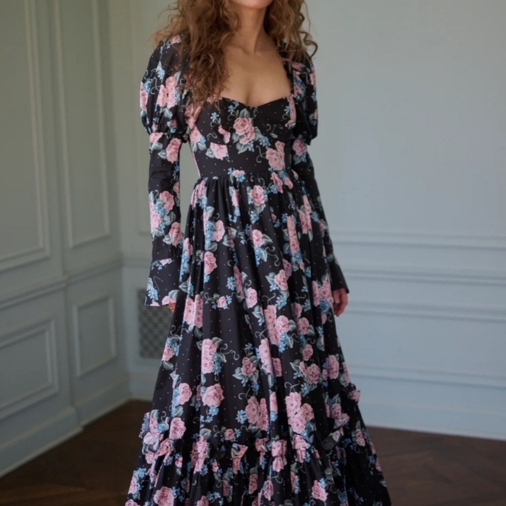 Floral Maxi Dress with Bell Sleeves - Picture 2 of 3